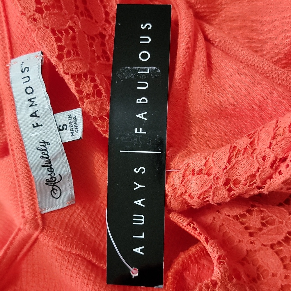 Absolutely Famous Orange Midi Dress NWT, V Neck, Sleeveless, Summer Dress - Picture 3 of 6